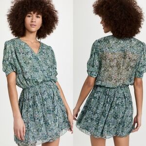 Zadig & Voltaire Green Puff Sleeve Mini Dress
